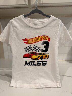 Hot Wheels/Race car "Miles" 3 birthday boy shirt